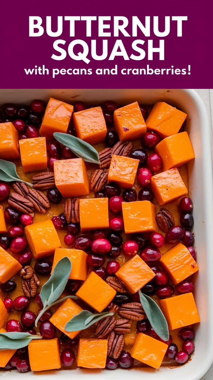 Butternut Squash with Pecans and Cranberries