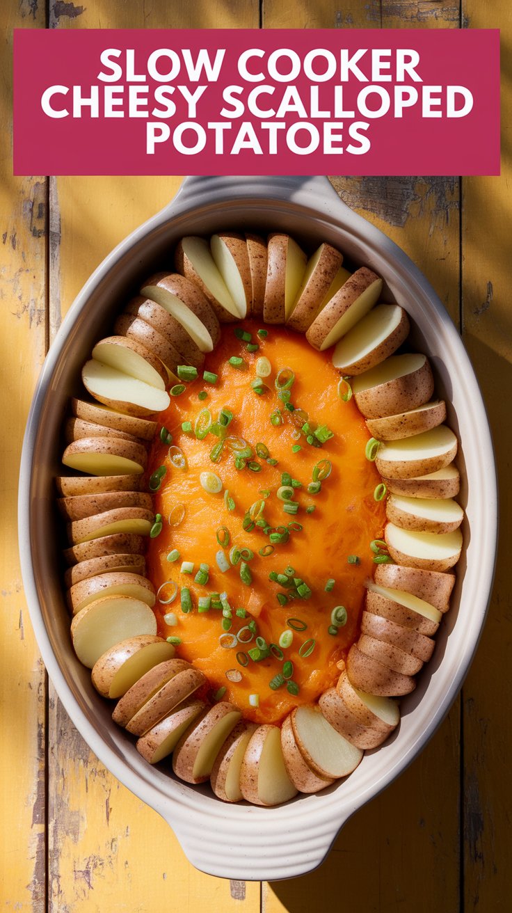 Slow Cooker Cheesy Scalloped Potatoes