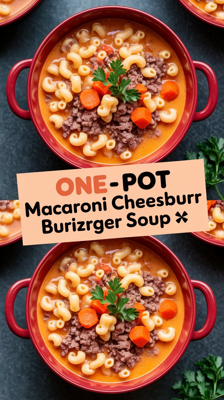 One-Pot Macaroni Cheeseburger Soup