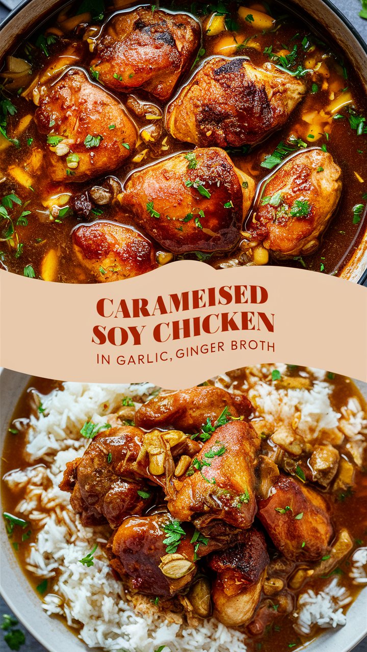 Caramelised Soy Chicken in Garlic Ginger Broth