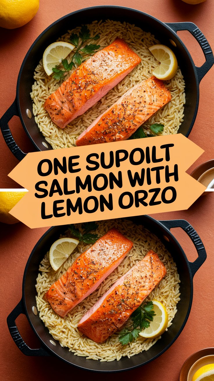 One Skillet Salmon with Lemon Orzo
